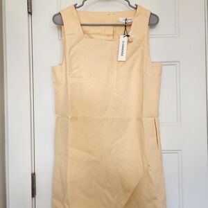 Commense - Cotton & Linen Button-Back Pocket Detail Dress